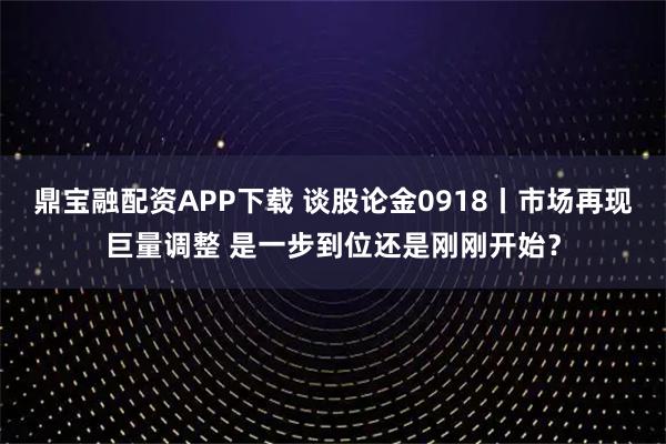 鼎宝融配资APP下载 谈股论金0918丨市场再现巨量调整 是一步到位还是刚刚开始?