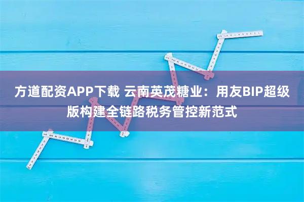方道配资APP下载 云南英茂糖业:用友BIP超级版构建全链路税务管控新范式