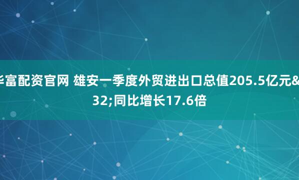 华富配资官网 雄安一季度外贸进出口总值205.5亿元 同比增长17.6倍